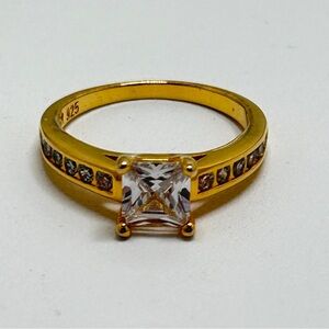Gold Rush, Clear CZ Ring, .925 With Gold Wash, Size 7.5